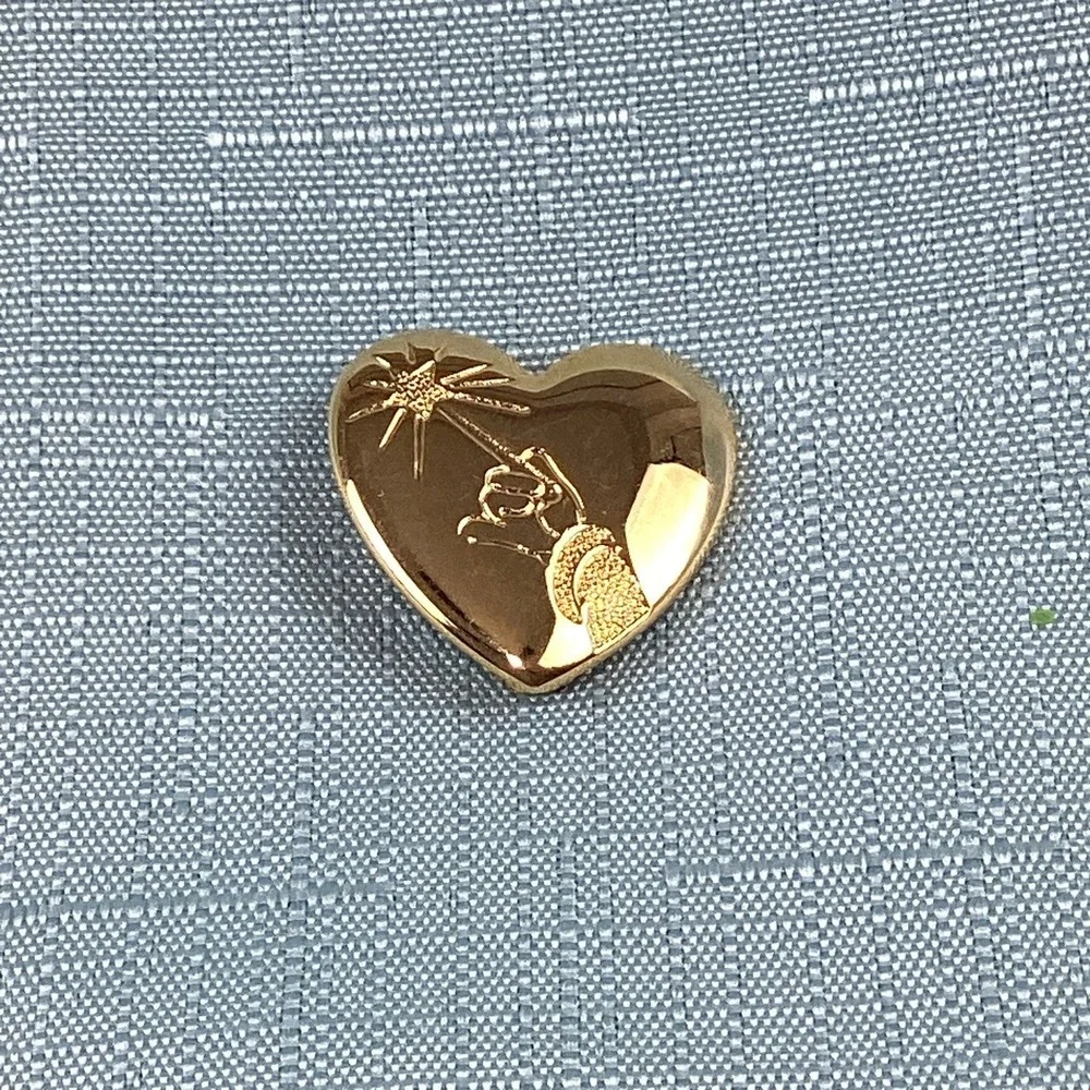 Disney Variety Club Gold Tone Heart Pin Sorcerer Mickey Arm and Wand Collectible